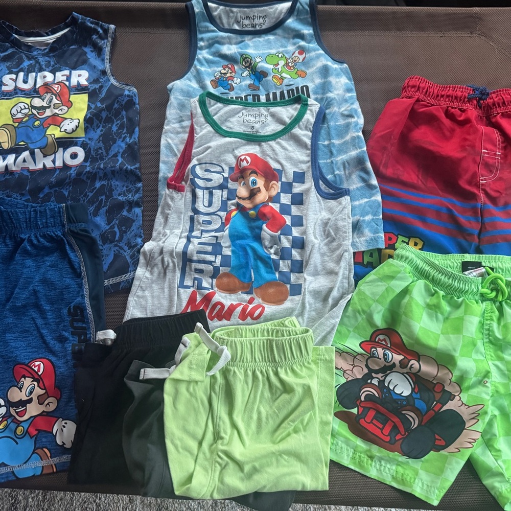 Super Mario Kids Clothing bundle 9 items size 8
